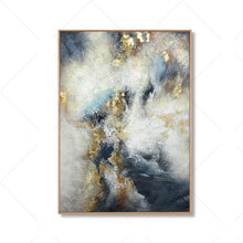 Load image into Gallery viewer, 100% Hand Painted Gray Yellow Golden Blue Abstract Dreamlike Shading Method Oil Painting Canvas Handmade Painted Home Decor Artwork
