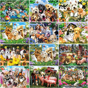 DIY 5D Diamond Painting Dog  Full Round Drill Animal Farm Picture Mosaic Rhinestone Diamond Embroidery Cross Stitch Home Decor - SallyHomey Life's Beautiful