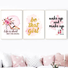 Load image into Gallery viewer, Flower High Heels Eyelash Fashion Quotes Wall Art Canvas Painting Nordic Posters And Prints Wall Pictures For Living Room Decor - SallyHomey Life&#39;s Beautiful