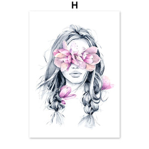 Abstract Fashion Girl With Butterfly Bird Nordic Posters And Prints Wall Art Canvas Painting Wall Pictures For Living Room Decor - SallyHomey Life's Beautiful