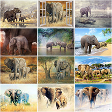 Load image into Gallery viewer, DIY 5D Diamond Painting Elephant Animal Diamond Embroidery Cross Stitch Kits Full Round Drill Mosaic Rhinestones Home Decor Gift