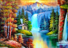 Load image into Gallery viewer, DIY 5D Diamond Painting Landscape Waterfalls Cross Stitch Landscape Diamond Embroidery Full Round Drill Art Wall Home Decor - SallyHomey Life&#39;s Beautiful