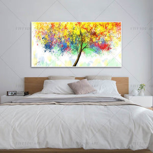 100% Hand Painted Colorful Tree Abstract Painting  Modern Art Picture For Living Room Modern Cuadros Canvas Art High Quality
