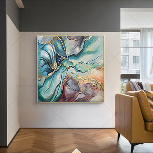   100% Hand Painted Fantasy Color Green Abstract Painting  Modern Art Picture For Living Room Modern Cuadros Canvas Art High Quality