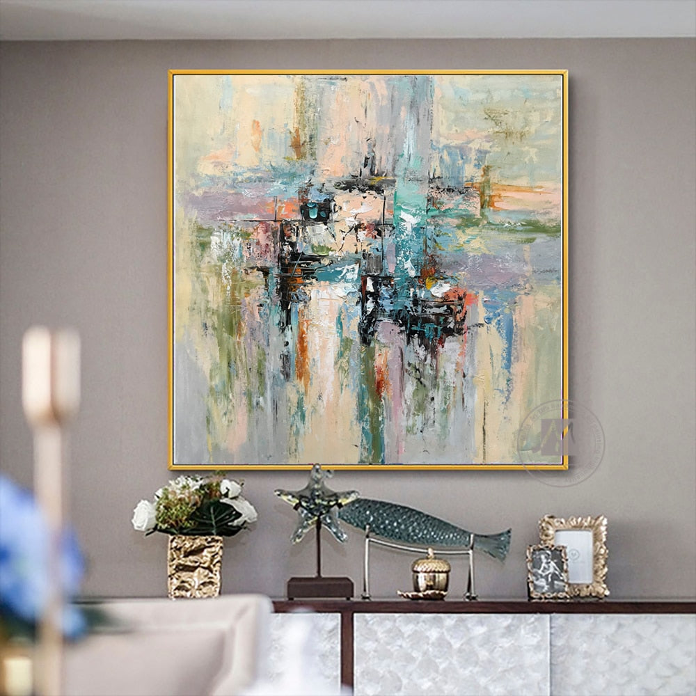 Original artwork handmade oil painting on canvas abstract modern heavy oil paint for living room home decor wall art bedroom - SallyHomey Life's Beautiful