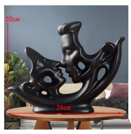 Modern Ceramic White Black Kissing Couple Ornaments Hotel Living room Table Lover Figurines Crafts Home Furnishing Decoration