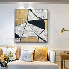 Load image into Gallery viewer, 100% Handmade Golden Black Block Abstract Painting  Modern Art Picture For Living Room Modern Cuadros Canvas Art High Quality
