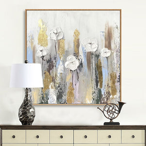 100% Hand Painted Abstract Whit Flower Art Oil Painting On Canvas Wall Art Frameless Picture Decoration For Live Room Home Decor