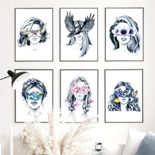 Load image into Gallery viewer, Abstract Fashion Girl With Butterfly Bird Nordic Posters And Prints Wall Art Canvas Painting Wall Pictures For Living Room Decor - SallyHomey Life&#39;s Beautiful