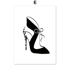 Fashion Sexy Girl High Heels Black White Wall Art Canvas Painting Nordic Posters And Prints Wall Pictures For Living Room Decor - SallyHomey Life's Beautiful