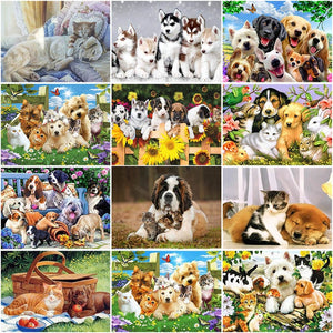 DIY 5D Diamond Painting Dog Diamond Embroidery Farm Animal Cross Stitch Kit Full Round Drill Mosaic Wall Sticker Gift