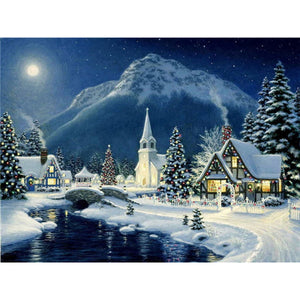 DIY 5D Diamond Painting Snow Scenery Diamond Embroidery Winter Landscape Christmas Cross Stitch Full Round Dirll Art Home Decor