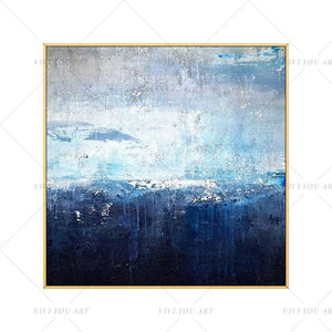 100% Handmade Great Sky Blue Abstract Modern Art Picture For Living Room Modern Cuadros Canvas Art High Quality