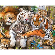 Load image into Gallery viewer, Diy 5D Full Diamond Painting Cross Stitch Tiger Full Round Drill Zoo Diamond Embroidery Landscape Mosaic Animals Art Wall