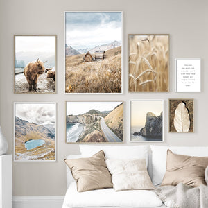 Mountain Leaf Highway Rice Yak Wall Art Canvas Painting Nordic Posters And Prints Landscape Wall Pictures For Living Room Decor - SallyHomey Life's Beautiful
