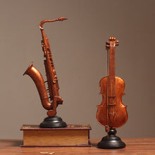 Load image into Gallery viewer, Fashion Living Room Decoration Ornament Retro Violin Saxophone Statue Resin Ornament Model Book Shelf Decor Figurines Art Crafts