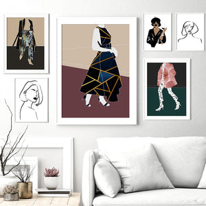 Modern Fashion Girl Abstract Girls FaceWall Art Canvas Painting Nordic Posters And Prints Wall Pictures For Living Room Decor - SallyHomey Life's Beautiful