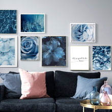Load image into Gallery viewer, Blue Dandelion Rose Leaf Sea Quote Wall Art Canvas Painting Nordic Posters And Prints Plant Wall Pictures For Living Room Decor - SallyHomey Life&#39;s Beautiful