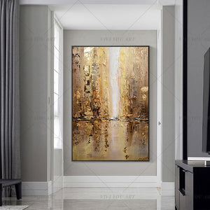 100% Hand Painted  Fall View Brown Abstract Painting  Modern Art Picture For Living Room Modern Cuadros Canvas Art High Quality