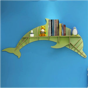  Nordic Creative Solid Wood Wall-mounted Rack Dolphin Shape Storage Shelf Background Wall Decoration Shelves Bookshelf