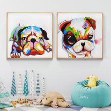 Load image into Gallery viewer, 100% Hand Painted Abstract Colorful Dog Painting On Canvas Wall Art Frameless Picture Decoration For Live Room Home Decor Gift