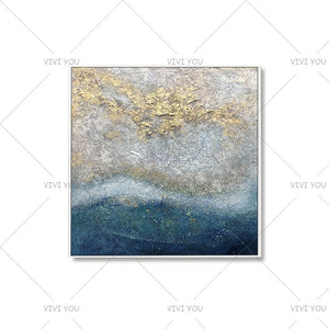 100% Handpainted By Professional Artist Handmade Abstract Landscape Oil Painting On Canvas Living Room Home Decor Gold Art