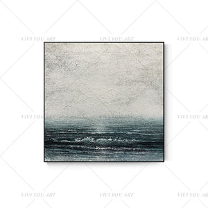 100% Hand Painted  Blue Sea Gray Abstract Painting  Modern Art Picture For Living Room Modern Cuadros Canvas Art High Quality