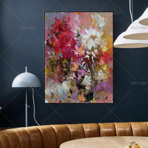 Abstract Wall Art Handpainted Oil Painting Beautiful Abstract Oil Paintings on Canvas Modern Art flower Pictures Home Decoration - SallyHomey Life's Beautiful