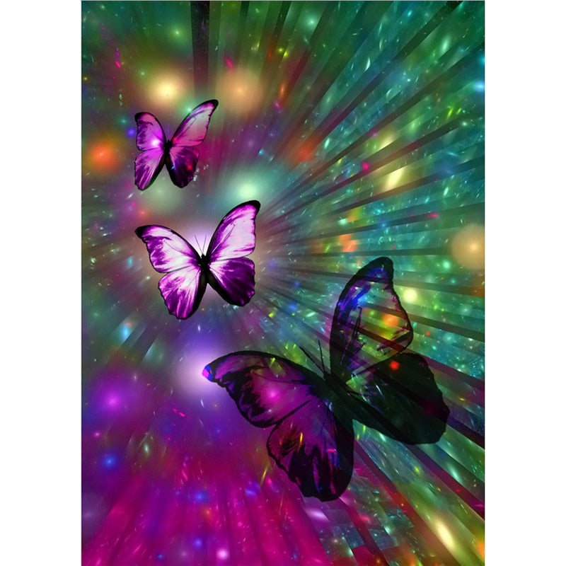 5D DIY Diamond Painting Cross Stitch Full Round Drill Animal Butterfly Mosaic Diamond Embroidery Decor Home Picture Wall Art