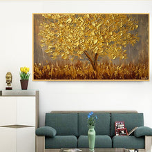 Load image into Gallery viewer, 100% Hand Painted Abstract Golden tree Oil Painting On Canvas Wall Art Frameless Picture Decoration For Live Room Home Deco Gift