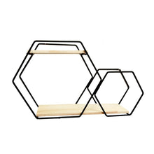 Load image into Gallery viewer, Living Room Geometric Shelves Nordic Style Creative Wall Decoration Metal Shelf Round Hexagon Storage Holder Rack Shelves