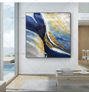 100% Hand Painted Modern Golden Oil Painting on Canvas Modern Art Oil Painting for All Kinds of Wall Decor