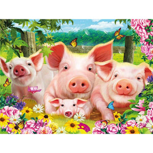 DIY 5D Diamond Painting Pig Animal Cross Stitch Diamond Embroidery Full Round Drill Mosaic Rhinestone Kid Gift Farm Pigs Decor