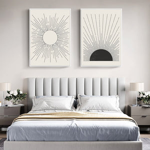 Abstract Canvas Painting Sun Illustration Posters And Prints Mid Century Modern Block Print Wall Picture For Living Room Decor - SallyHomey Life's Beautiful
