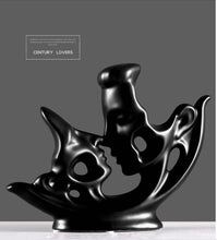 Load image into Gallery viewer, Modern Ceramic White Black Kissing Couple Ornaments Hotel Living room Table Lover Figurines Crafts Home Furnishing Decoration