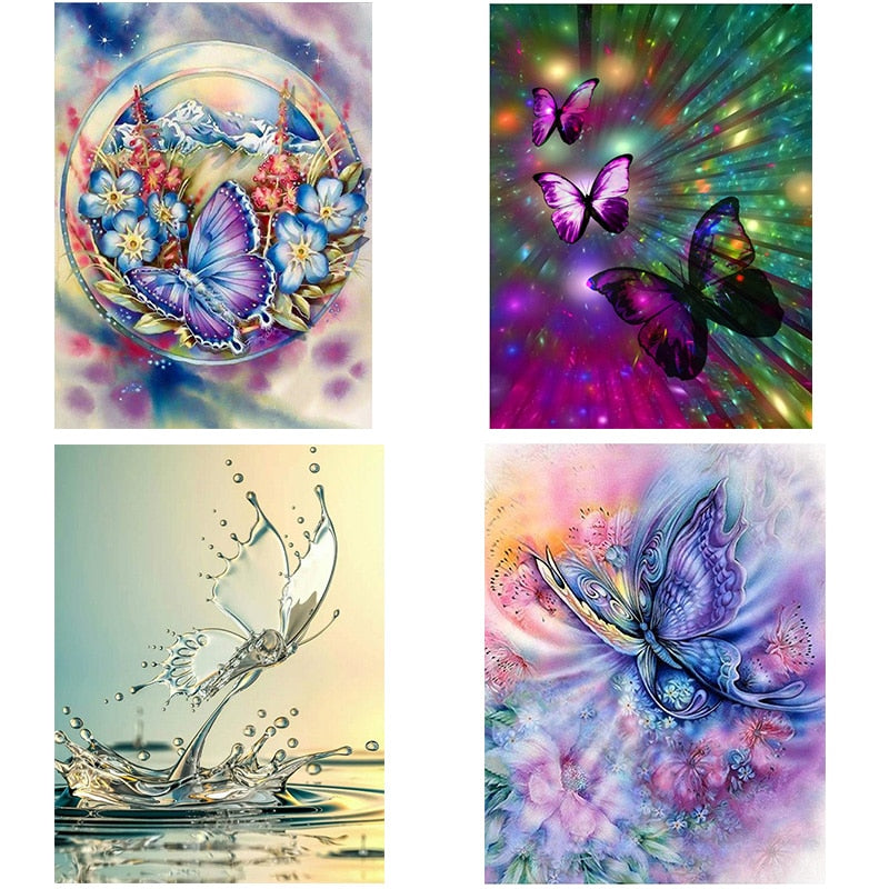4Pieces/lot DIY5D Diamond Painting Butterfly&Flowers Diamond Embroidery Animal Cross Stitch Full Round Drill Art Home Decor Gift (4pieces(lot)-30-40-29 4pieces(lot)-30-40-201441337) - SallyHomey Life's Beautiful
