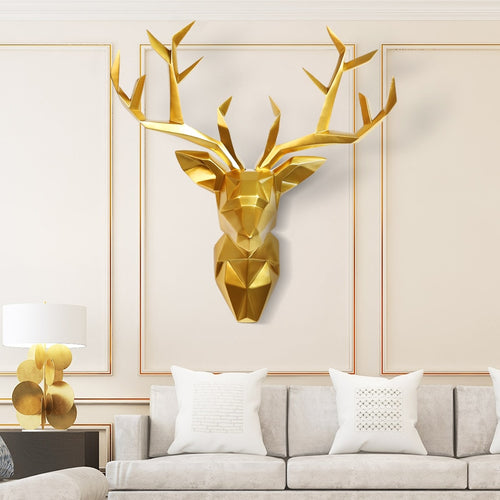 Large 3D Deer Head Statue Sculpture Decor Home Wall Decoration Accessories Animal Figurine Wedding Party Hanging Decorations