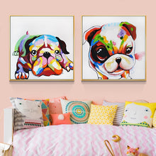 Load image into Gallery viewer, 100% Hand Painted Abstract Colorful Dog Painting On Canvas Wall Art Frameless Picture Decoration For Live Room Home Decor Gift