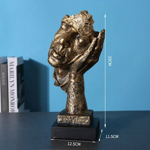 Abstract Resin Sculpture For Living Room Decoration Figurines TV Cabinet Decor Handmade Silence Is Gold Ornament Statue Crafts