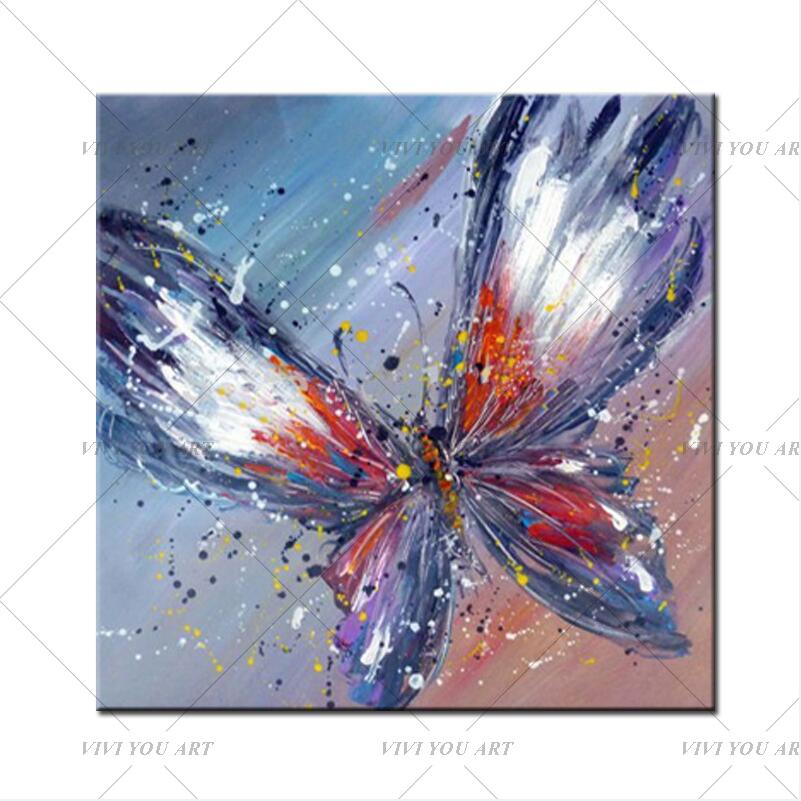 100% Handpainted Animal Wall Pictures Abstract Colorful Butterfly Art Oil Painting On Canvas Best Gift Home Decor Hang Wall Art