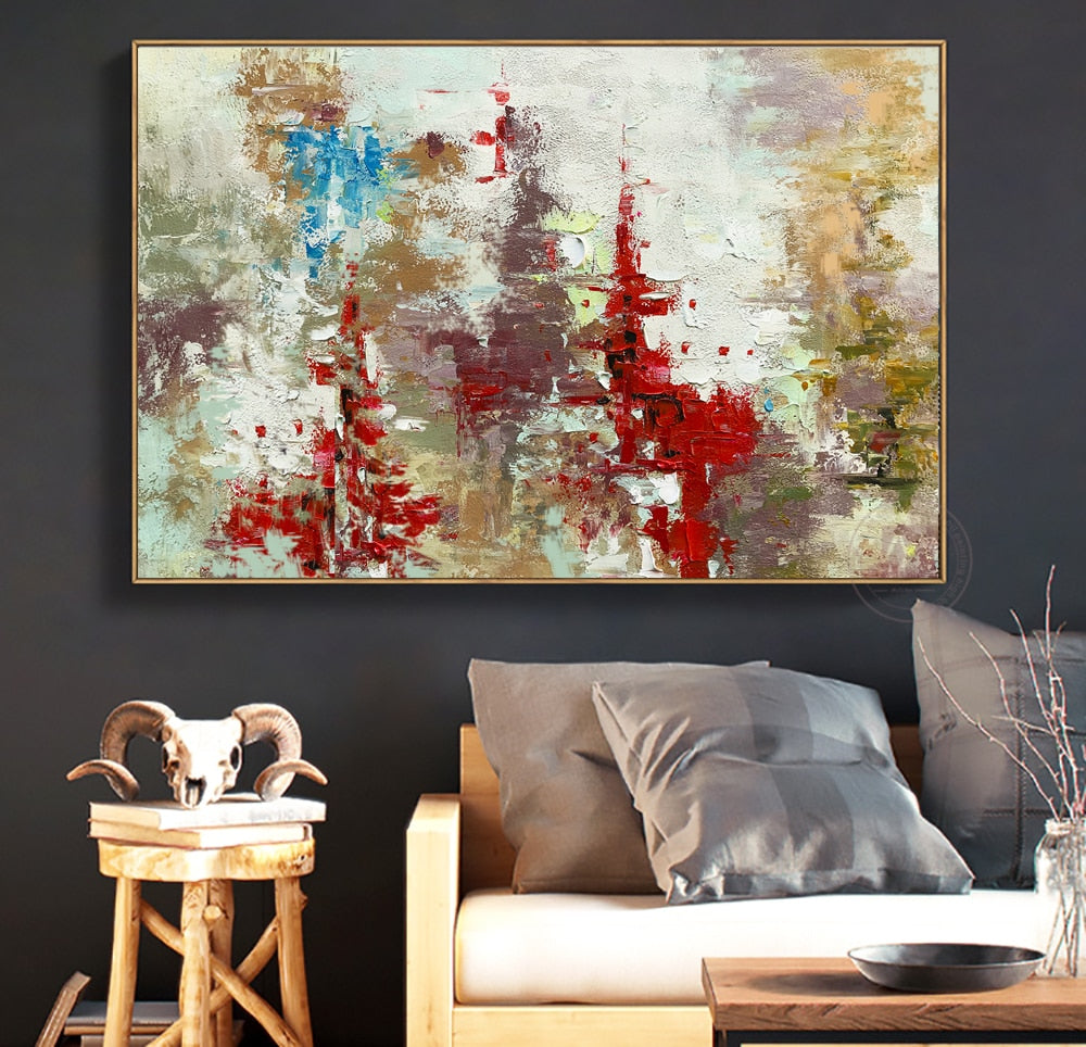 Original oil painting on canvas abstract handmade large paintings for living room wall decor quadros de parede para sala picture - SallyHomey Life's Beautiful
