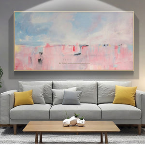 Large abstract painting canvas art decorative painting hand painted canvas oil painting Pink wall pictures for living room - SallyHomey Life's Beautiful