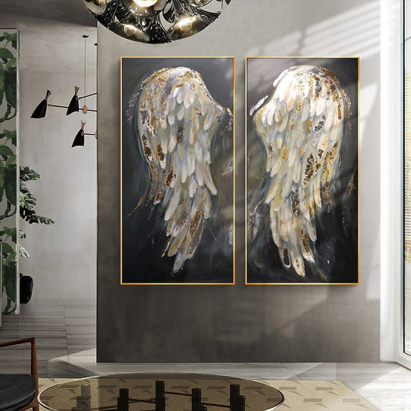100% Hand Painted Abstract Wings Art Oil Painting On Canvas Wall Art Frameless Picture Decoration For Live Room Home Decor Gift