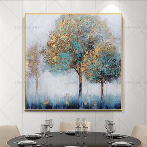 100% Hand Painted Colorful Trees Forest Abstract Painting  Modern Art Picture For Living Room Modern Cuadros Canvas Art High Quality