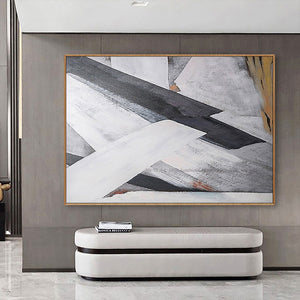 Abstract oil painting tableau black and white canvas painting custom on the wall handpainted bedroom cuadros decoracion salon - SallyHomey Life's Beautiful