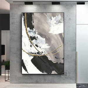 Handmade oil painting on canvas painting abstract wall art for living room black white large decorative pictures for bedroom - SallyHomey Life's Beautiful