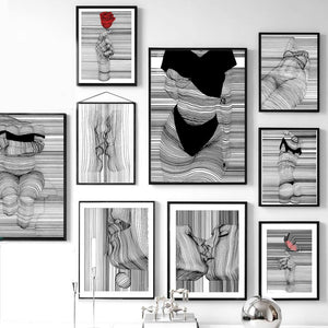 Kiss -Wall Art Canvas Painting Nordic Posters And Prints Wall Pictures For Living Room Decor - SallyHomey Life's Beautiful