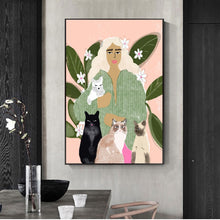 Load image into Gallery viewer, Abstract Fashion Vintage Girl illustration Wall Art Canvas Painting Nordic Posters And Prints Wall Picture For Living Room Decor - SallyHomey Life&#39;s Beautiful