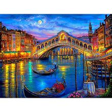 Load image into Gallery viewer, DIY 5D Diamond Painting Bridge City Diamond Embroidery Landscape River Night Cross Stitch Full Round Drill Mosaic Rhinestone Art