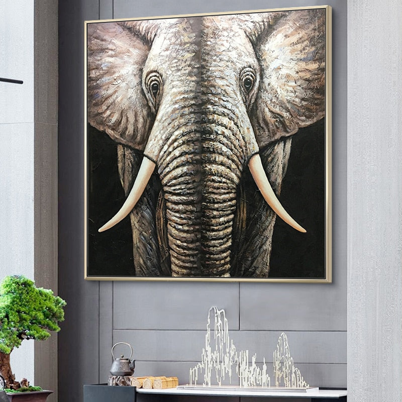100% Hand Painted Abstract Elephant Oil Painting On Canvas Wall Art Frameless Picture Decoration For Live Room Home Decor Gift